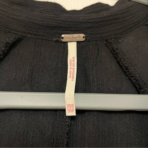 Free People Black Endless Summer Button Down Butterfly Sleeve Gauze Tunic - Picture 2 of 4